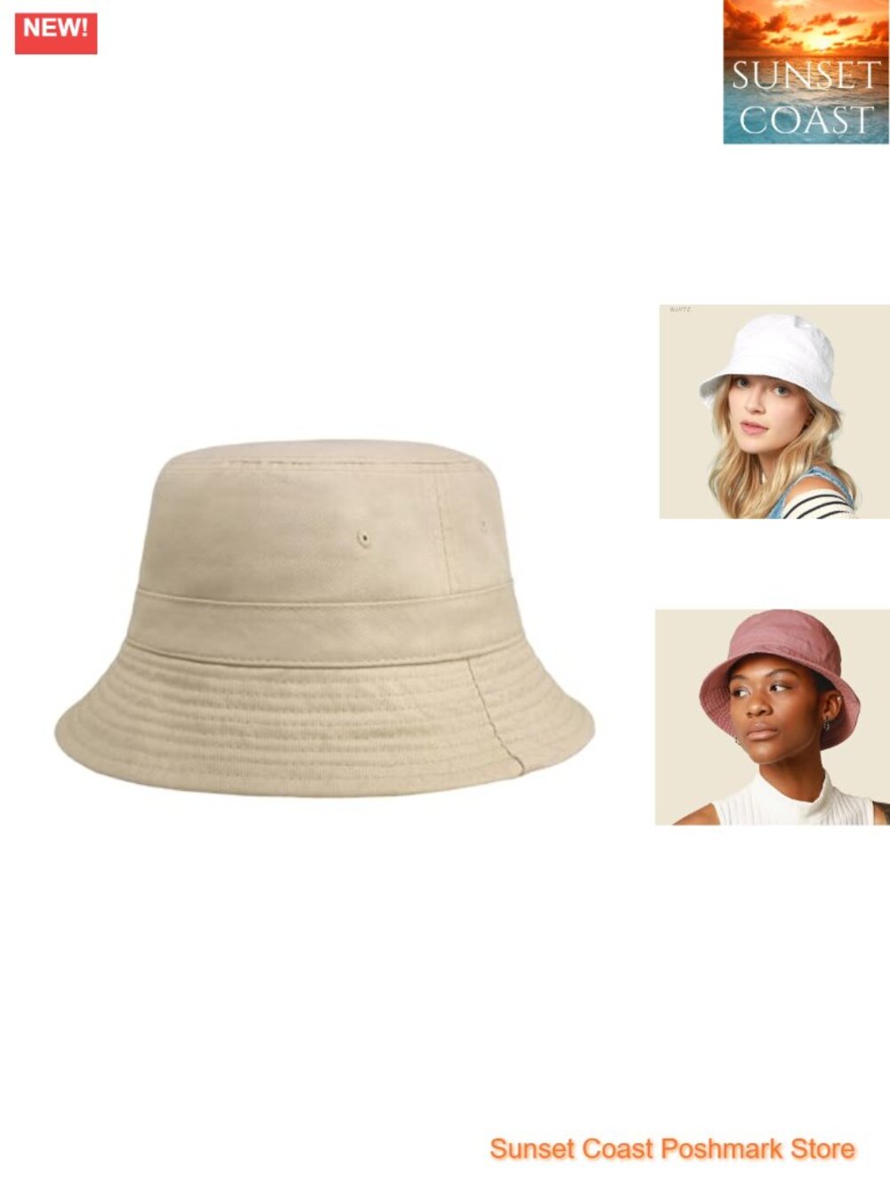 Cotton Bucket Hat Adjustable UPF 50+ Sun Hat for Beach Golf